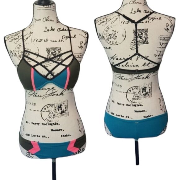 PINK T Back Color Block Strappy Bikini - Picture 1 of 5